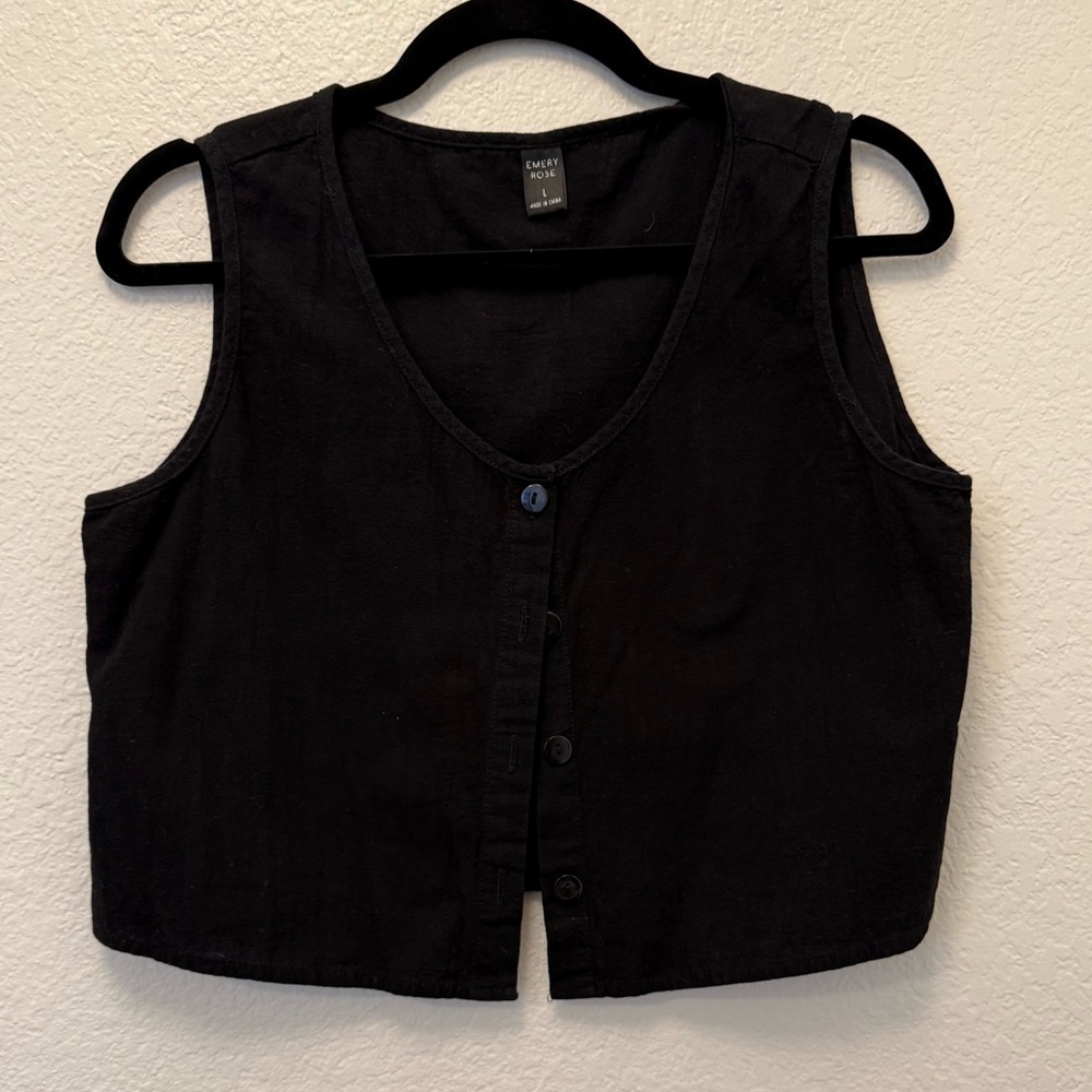 Emery Rose Black Button Vest
